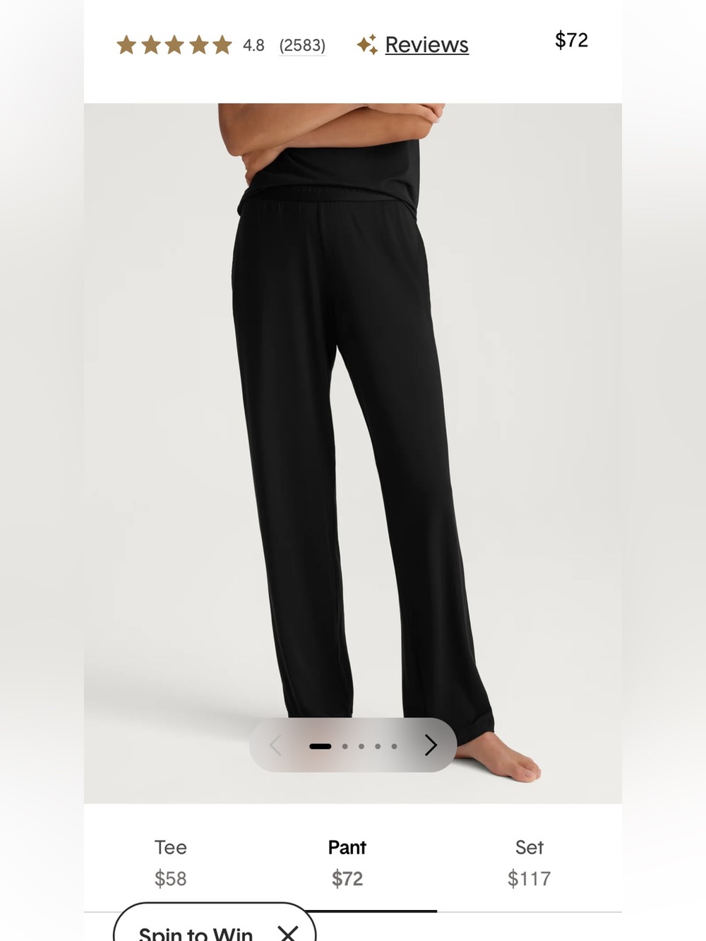 Tommy John Black  Second Skin Wide-Leg Lounge Pants